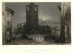 Italy, Pignerol by Moonlight, 1836