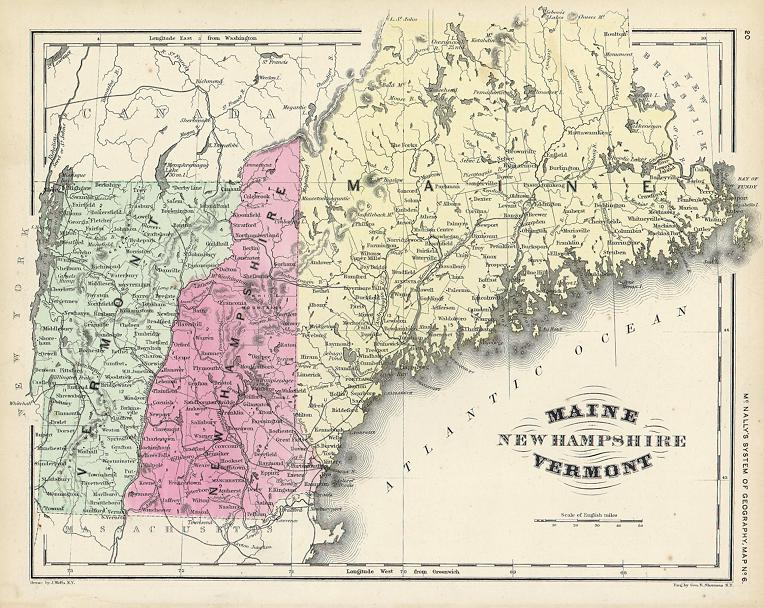USA, Maine, New Hampshire & Vermont, 1860