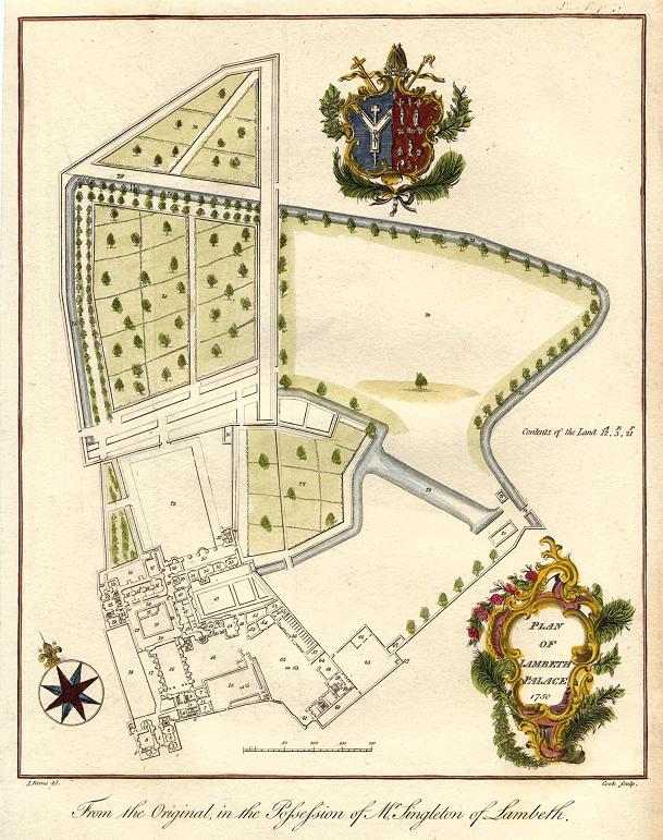 London, Plan of Lambeth Palace, 1750