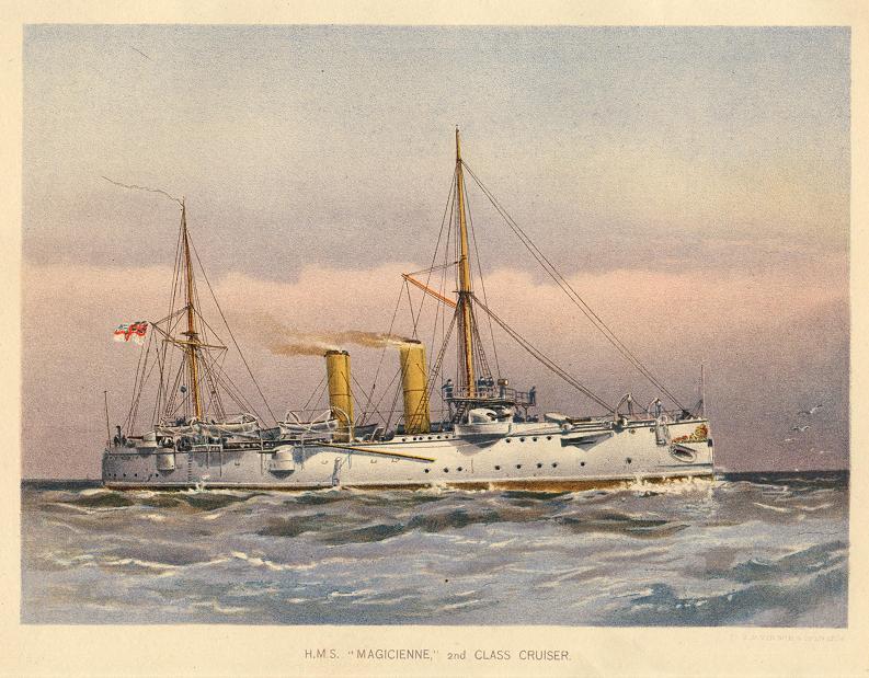 HMS Magicienne, by W Fred Mitchell, 1892