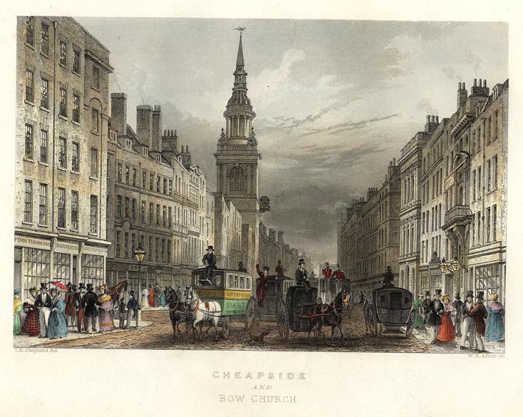 London, Cheapside & Bow Church, 1837