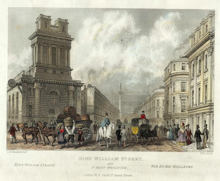 London, King William Street & St.Mary Woolnoth, 1837
