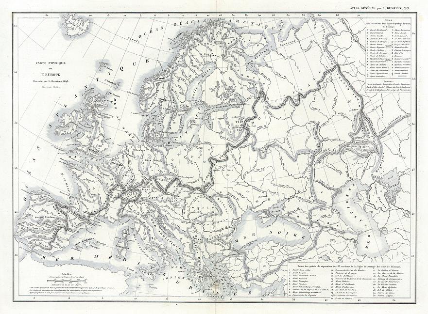 1871 map of europe. Europe (physical map), 1845