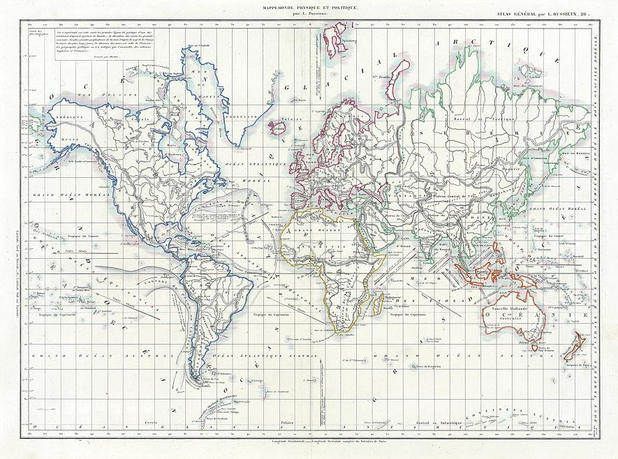 World on Mercators Projection, 1860
