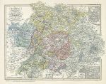 Francia, Alemannia, Bavaria, Lotharingia & Burgundia, historical map, 1846