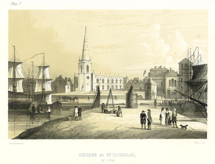 Lancashire, Liverpool, Church of St.Nicholas in 1797, 1843