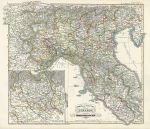 North & Middle Italy, under the Hohenstaufens, historical map, 1846