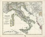 Italy, before the Hohenstaufens, historical map, 1846