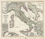 Italy, under the Lombards, historical map, 1846