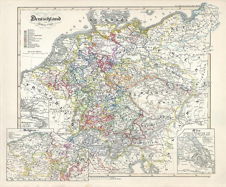 Germany from 1649 to 1792, historical map, 1846