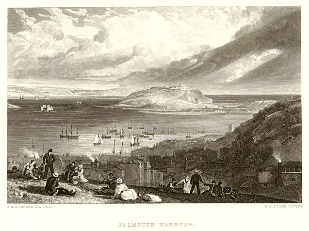 Cornwall, Falmouth, after Turner, 1870