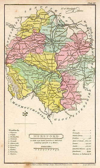 Herefordshire map, Phillips, 1808