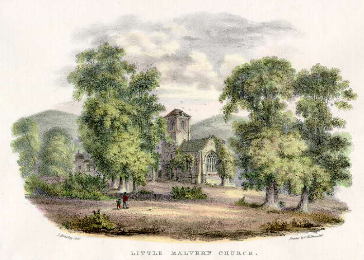 Worcestershire, Little Malvern Church, stone lithograph, 1830