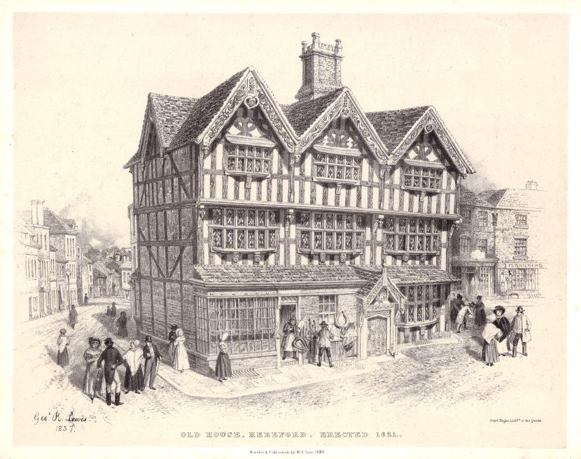 Hereford, Old House, lithograph published in Hereford, 1837