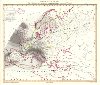 Europe rainfall chart, Berghaus Physik Atlas, 1852
