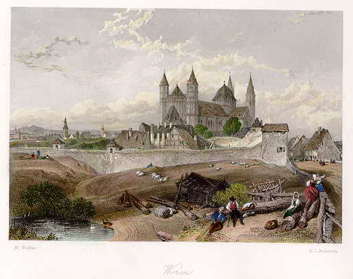 Germany, Worms view, 1858