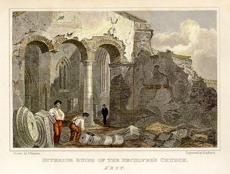 Kent, Inside ruins of Reculver's Church, 1830