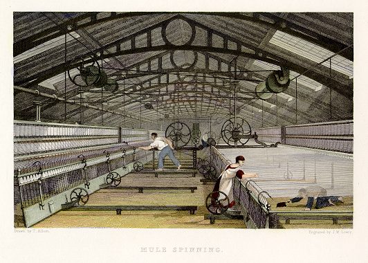Lancashire mills, Mule Spinning, 1836