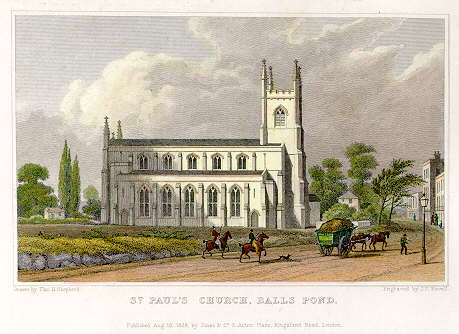 London, St.Paul's Church at Balls Pond, 1828