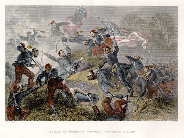 USA, Charge of Hawkins Zouaves at Roanoke Island in 1862, 1865