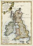 digital antique map of British Isles, published about 1760