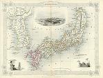 digital map historical antique map of japan & Korea, Tallis, 1851