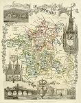 digital download of historical antique map of worcestershire, 19th century