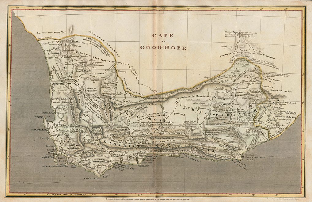 Old and antique prints and maps: Cape of Good Hope map (Africa), 1820 ...
