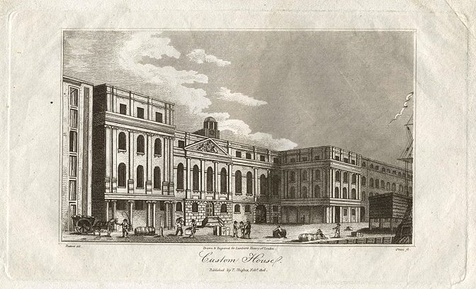 Old and antique prints and maps: London, Custom House, 1805, London ...